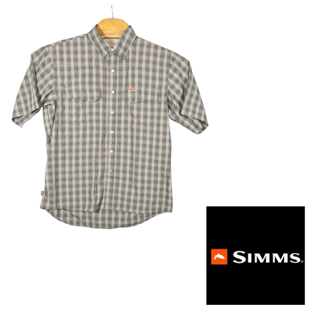 Simms Fishing‎ Pearl Snap Western Shirt Mens Med Outdoors Gorpcore Lake Boating